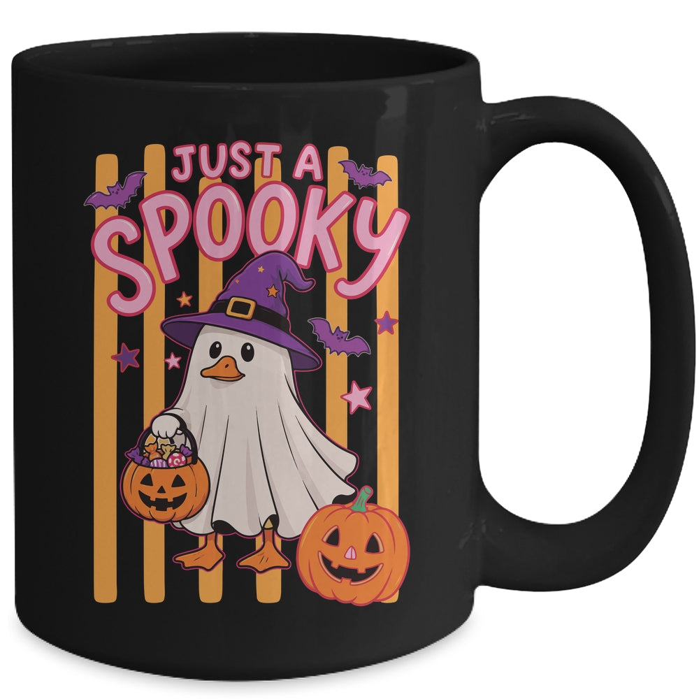 Stripes Just A Spooky Goose Preppy Ghost Halloween Goose Mug | teecentury