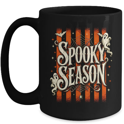 Stripes Spooky Season Halloween Ghost Bat Men Women Mug | teecentury