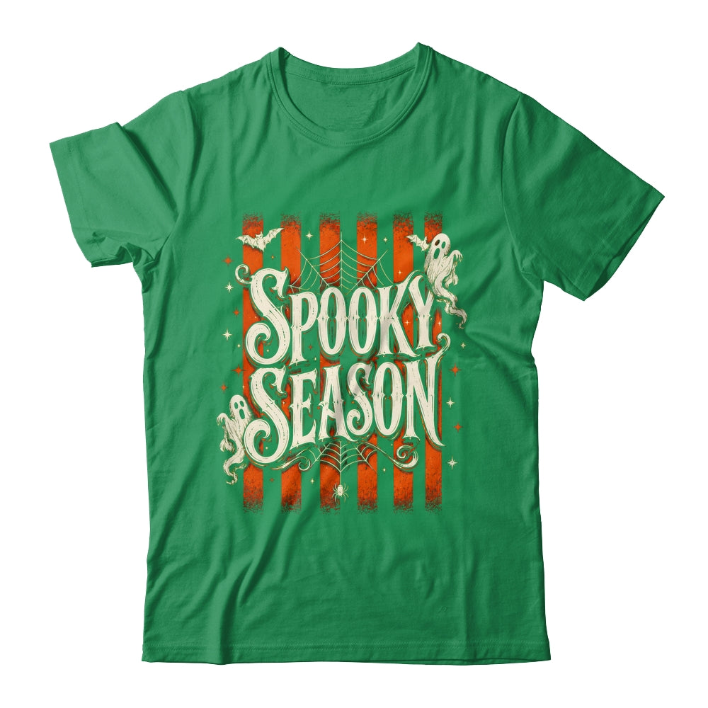 Stripes Spooky Season Halloween Ghost Bat Men Women Shirt & Sweatshirt | teecentury