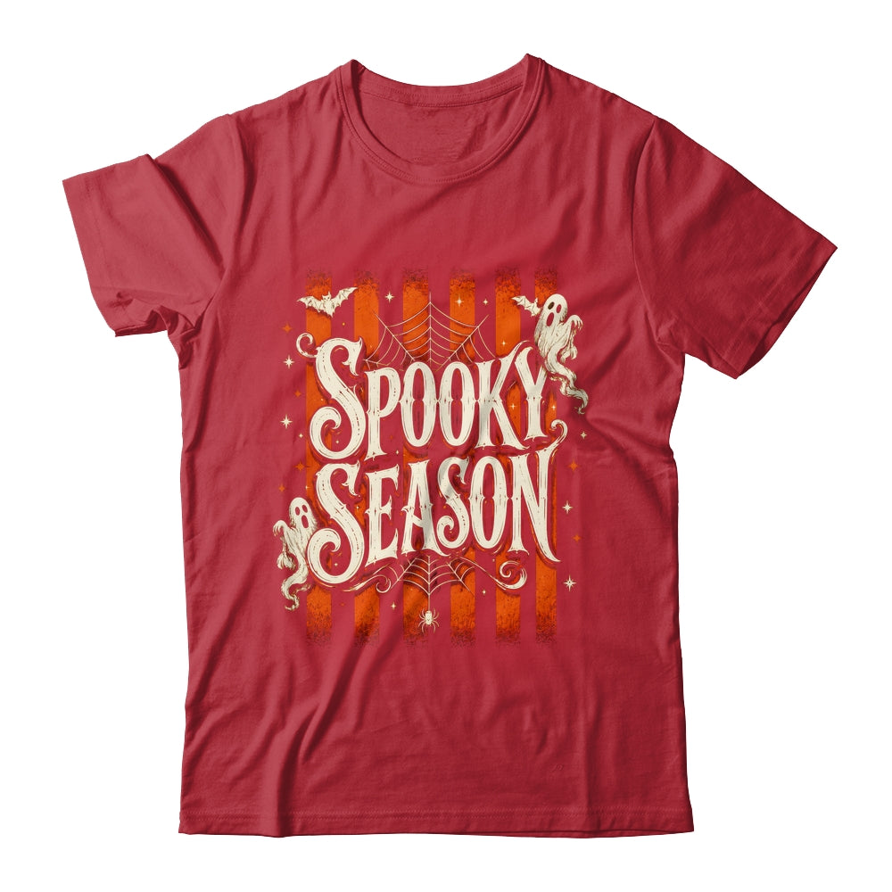 Stripes Spooky Season Halloween Ghost Bat Men Women Shirt & Sweatshirt | teecentury