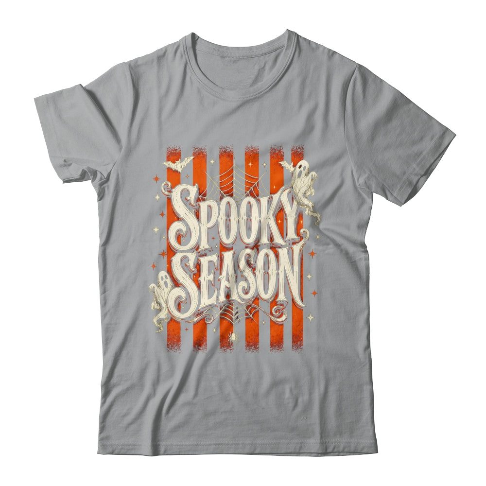 Stripes Spooky Season Halloween Ghost Bat Men Women Shirt & Sweatshirt | teecentury
