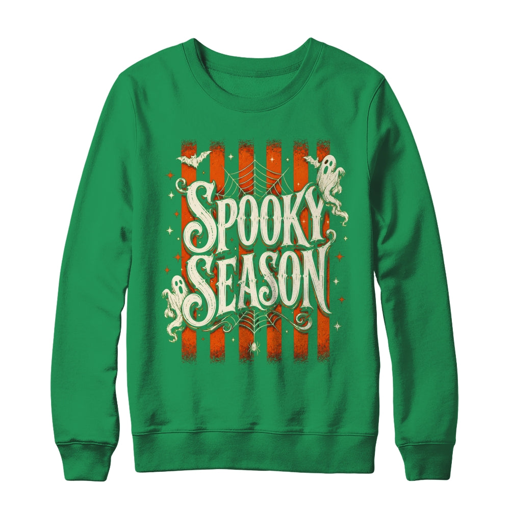 Stripes Spooky Season Halloween Ghost Bat Men Women Shirt & Sweatshirt | teecentury
