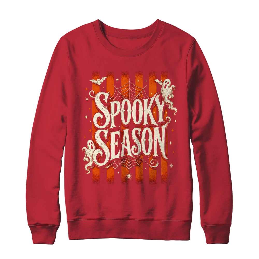 Stripes Spooky Season Halloween Ghost Bat Men Women Shirt & Sweatshirt | teecentury