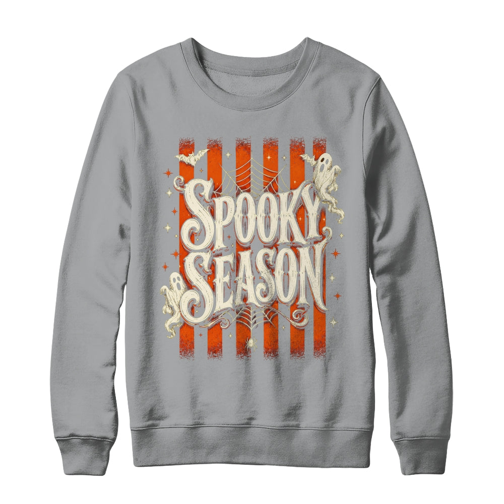 Stripes Spooky Season Halloween Ghost Bat Men Women Shirt & Sweatshirt | teecentury