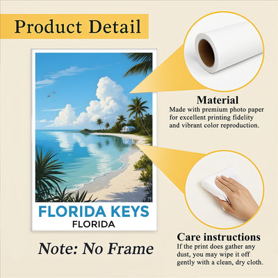 Stunning Florida Keys Coastal Beach Poster Tropical Home Decor And Travel Souvenir Landscape Wall Art Painting Print Ideal For Living Room Office Bedroom Decor Unframed | teecentury