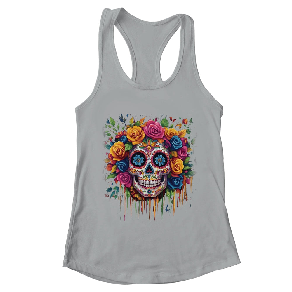 Sugar Skull Black White Image Day Dead Dios De Los Muertos Shirt & Tank Top | teecentury