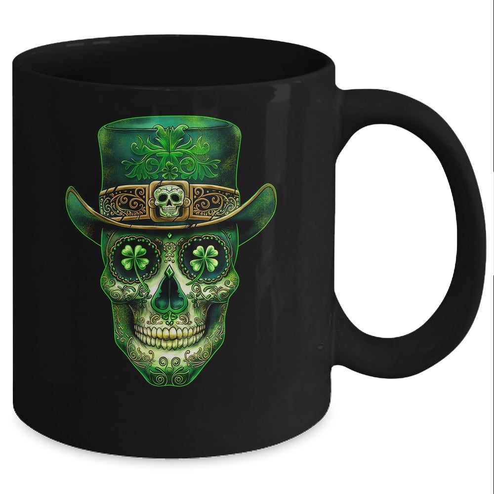Sugar Skull Saint Patricks Day Of Dead Leprechaun Men Women Mug | teecentury