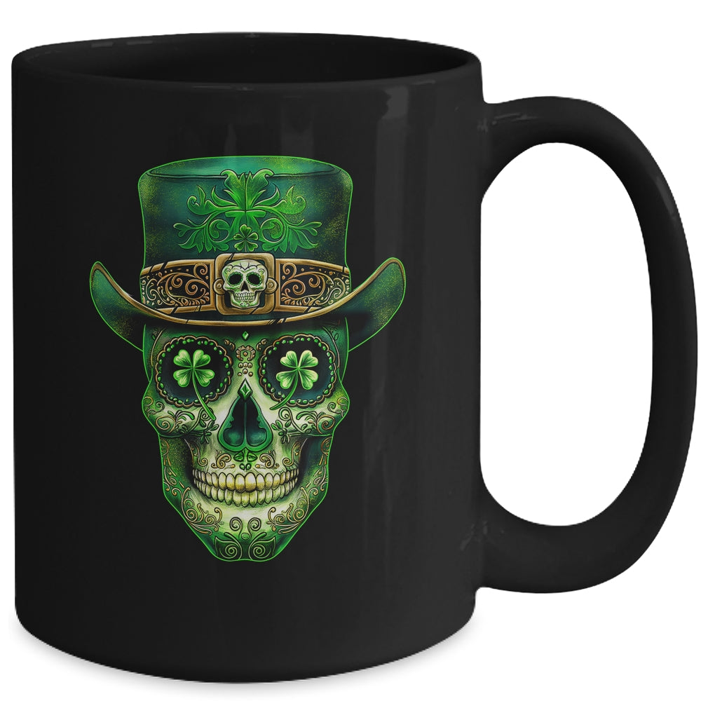 Sugar Skull Saint Patricks Day Of Dead Leprechaun Men Women Mug | teecentury