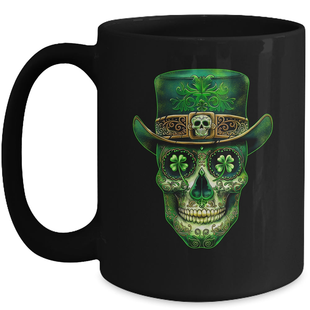 Sugar Skull Saint Patricks Day Of Dead Leprechaun Men Women Mug | teecentury