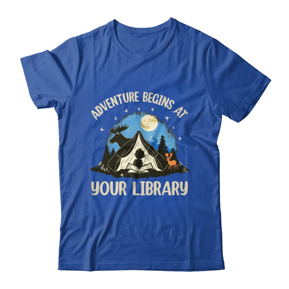 Summer Reading Program 2024 Adventure Begins Library Camping Shirt & Tank Top | teecentury