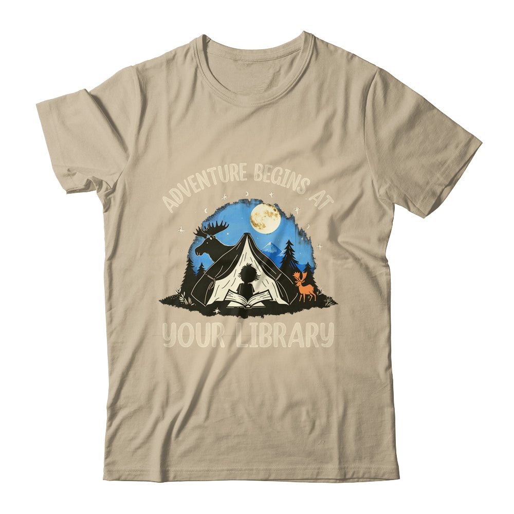 Summer Reading Program 2024 Adventure Begins Library Camping Shirt & Tank Top | teecentury