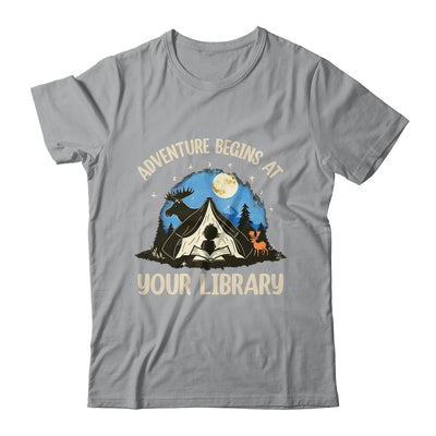 Summer Reading Program 2024 Adventure Begins Library Camping Shirt & Tank Top | teecentury