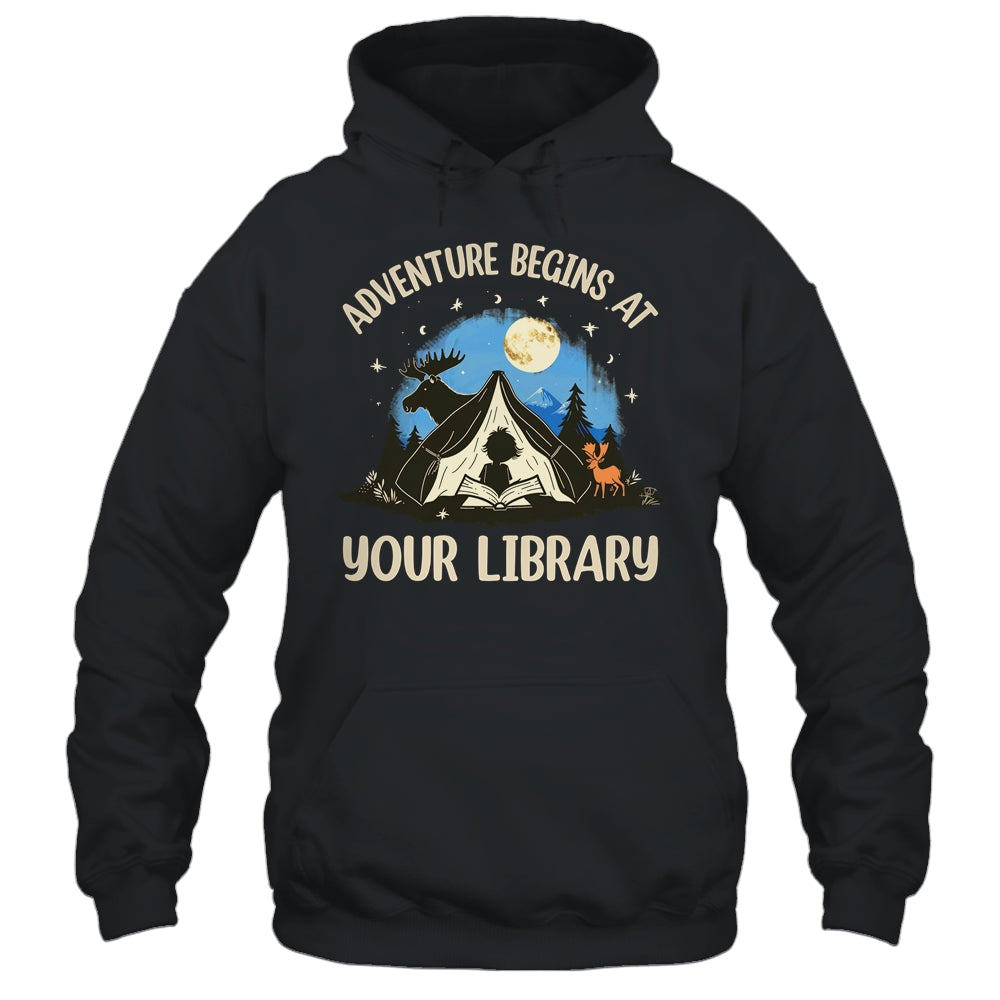 Summer Reading Program 2024 Adventure Begins Library Camping Shirt & Tank Top | teecentury