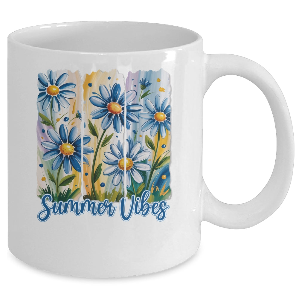 Summer Vibes Blue Floral Summer Women Wildflower Graphic Mug | teecentury