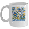 Summer Vibes Blue Floral Summer Women Wildflower Graphic Mug | teecentury