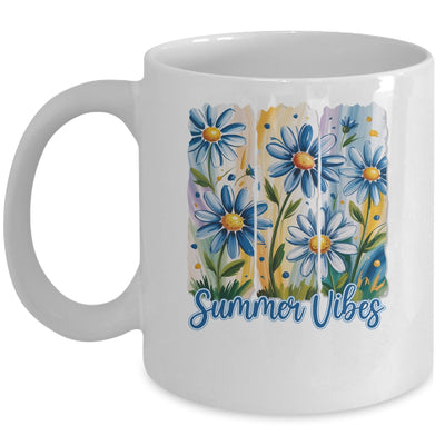Summer Vibes Blue Floral Summer Women Wildflower Graphic Mug | teecentury