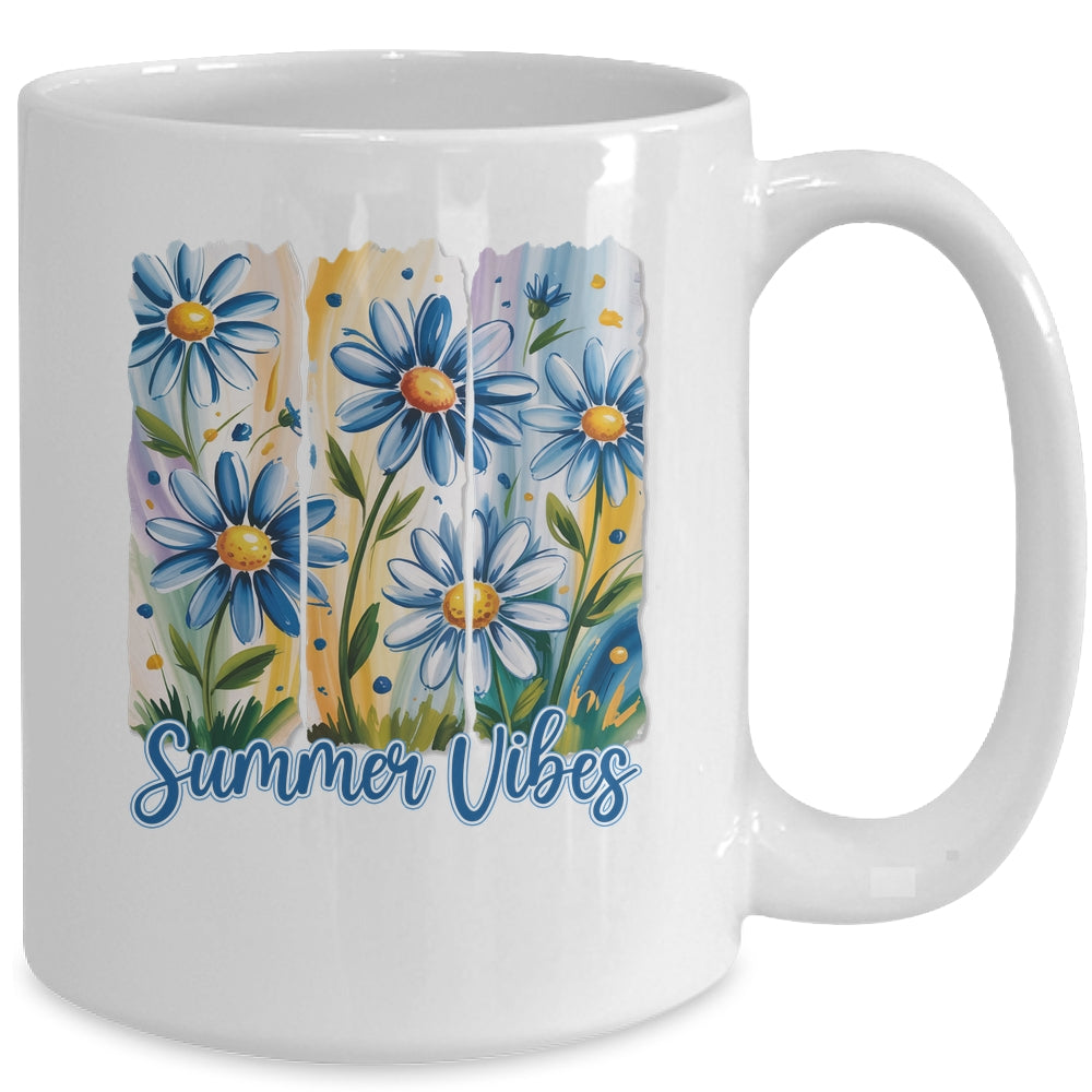 Summer Vibes Blue Floral Summer Women Wildflower Graphic Mug | teecentury