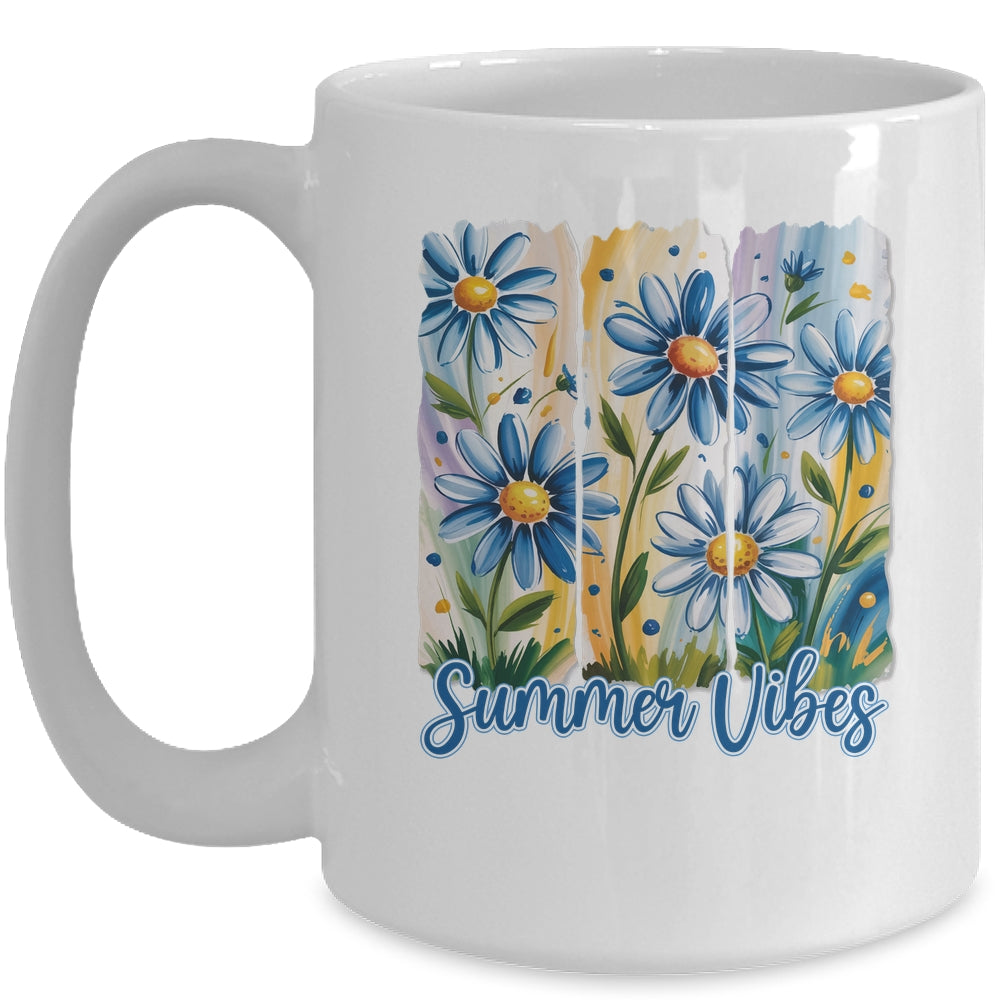 Summer Vibes Blue Floral Summer Women Wildflower Graphic Mug | teecentury