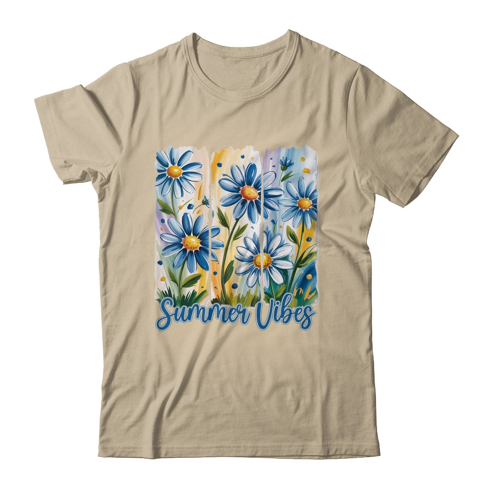 Summer Vibes Blue Floral Summer Women Wildflower Graphic Shirt & Tank Top | teecentury
