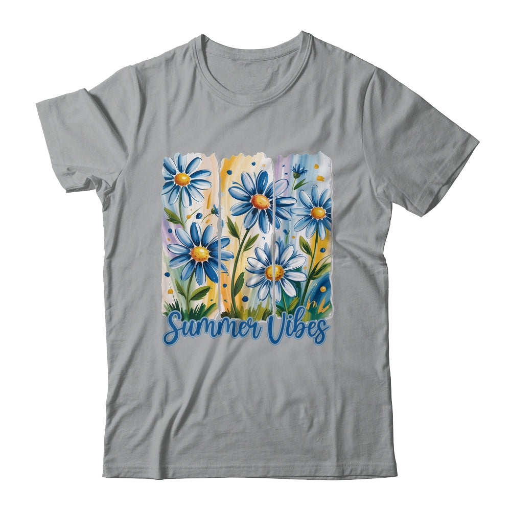 Summer Vibes Blue Floral Summer Women Wildflower Graphic Shirt & Tank Top | teecentury