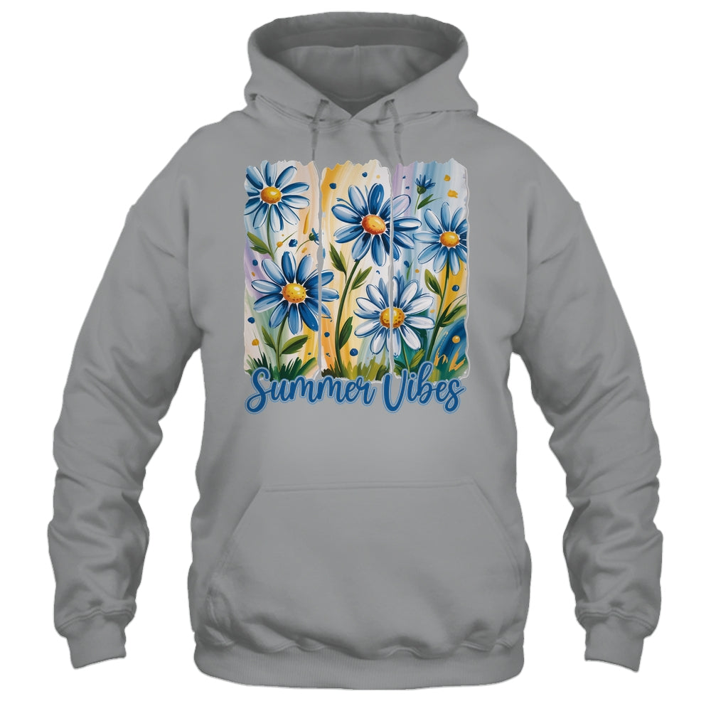 Summer Vibes Blue Floral Summer Women Wildflower Graphic Shirt & Tank Top | teecentury