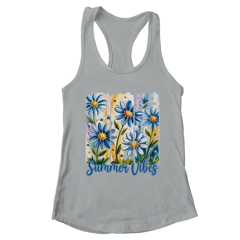 Summer Vibes Blue Floral Summer Women Wildflower Graphic Shirt & Tank Top | teecentury