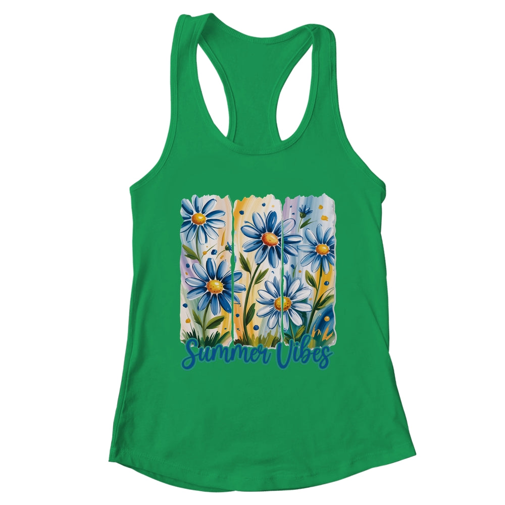 Summer Vibes Blue Floral Summer Women Wildflower Graphic Shirt & Tank Top | teecentury