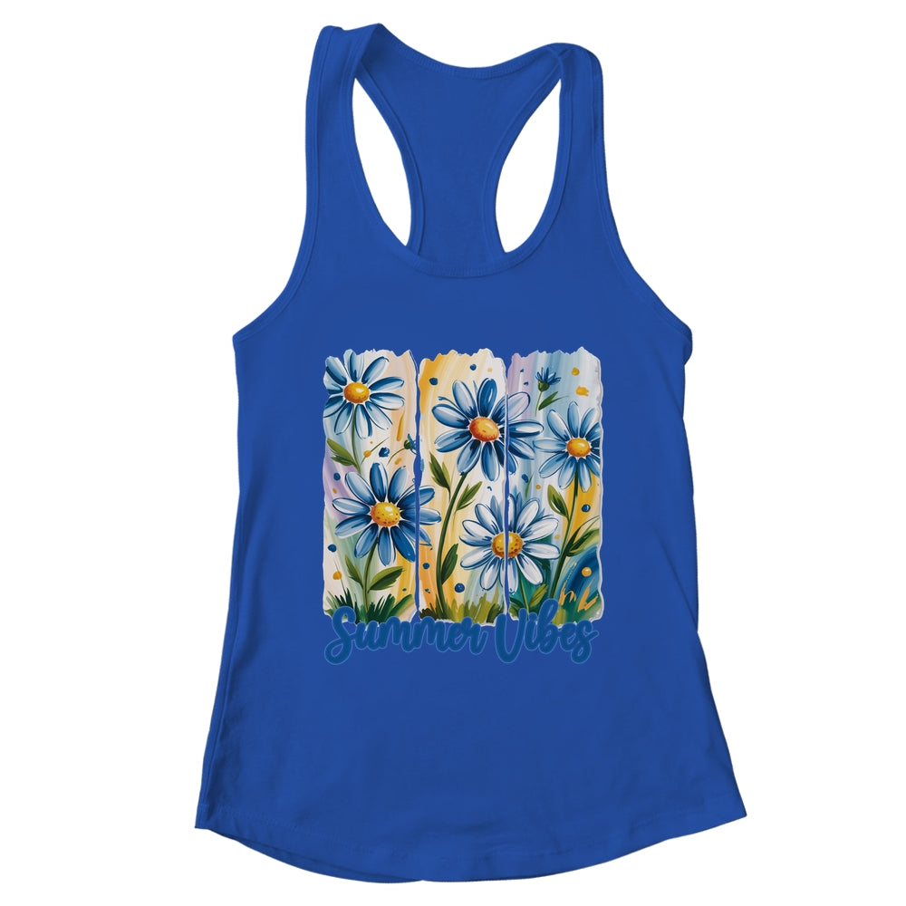 Summer Vibes Blue Floral Summer Women Wildflower Graphic Shirt & Tank Top | teecentury