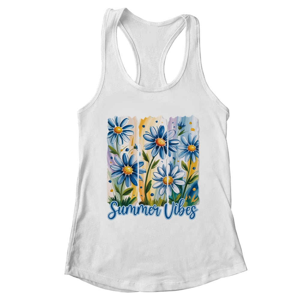 Summer Vibes Blue Floral Summer Women Wildflower Graphic Shirt & Tank Top | teecentury
