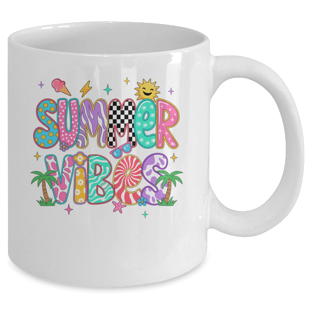 Summer Vibes Retro Hello Summer Vacation Women Girls Boys Mug | teecentury