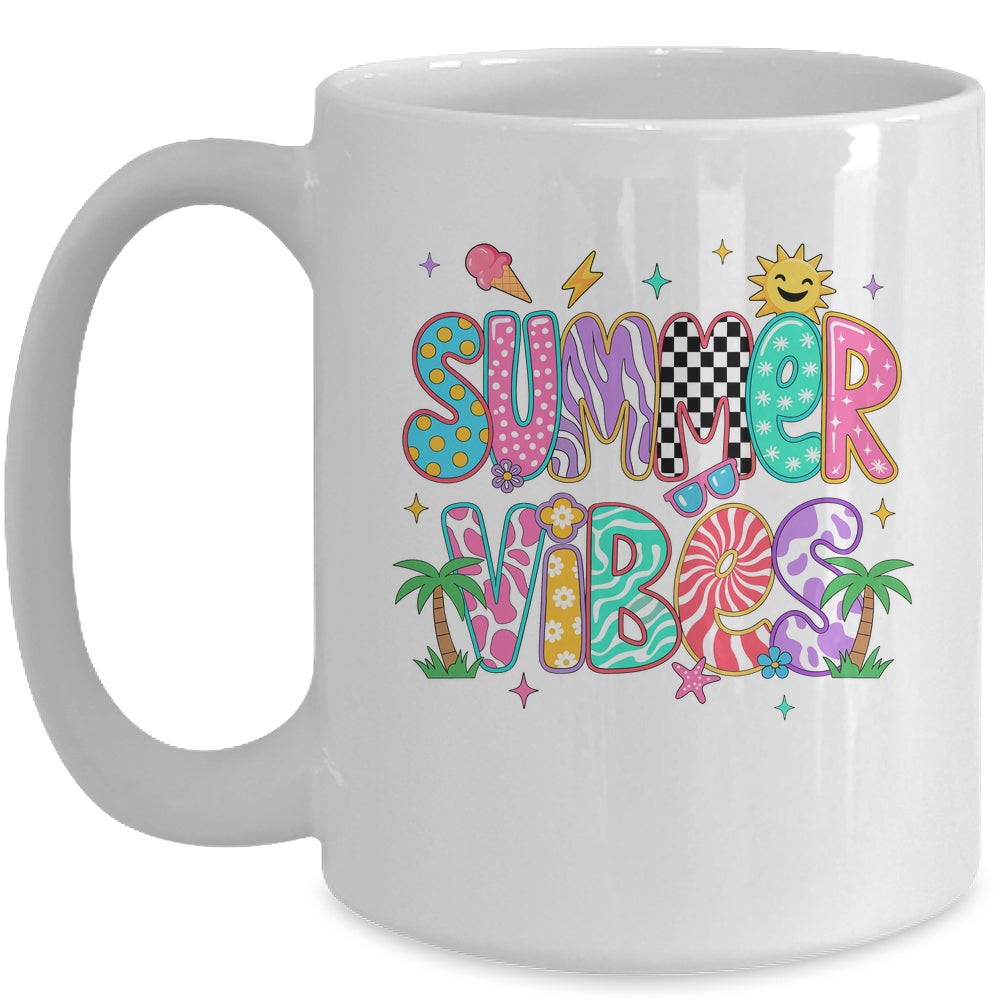 Summer Vibes Retro Hello Summer Vacation Women Girls Boys Mug | teecentury