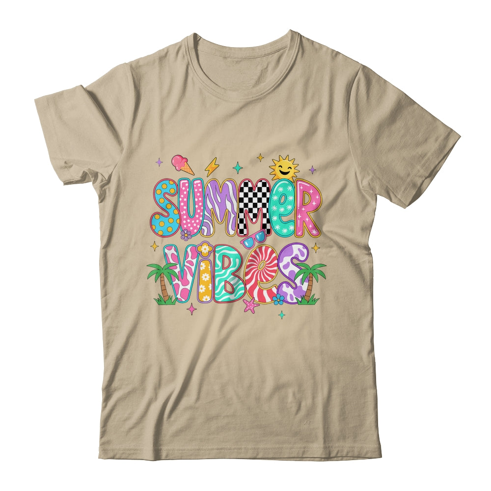 Summer Vibes Retro Hello Summer Vacation Women Girls Boys Shirt & Tank Top | teecentury