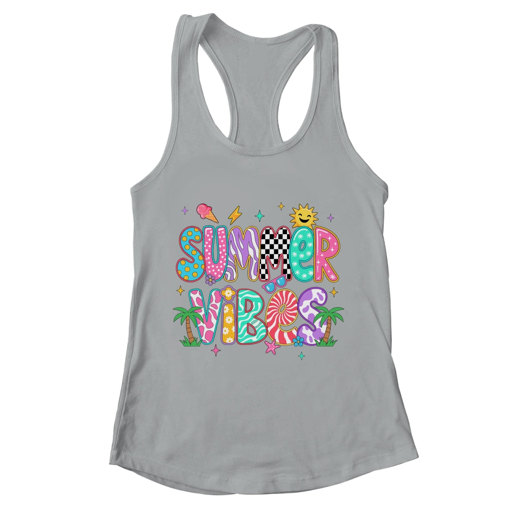 Summer Vibes Retro Hello Summer Vacation Women Girls Boys Shirt & Tank Top | teecentury