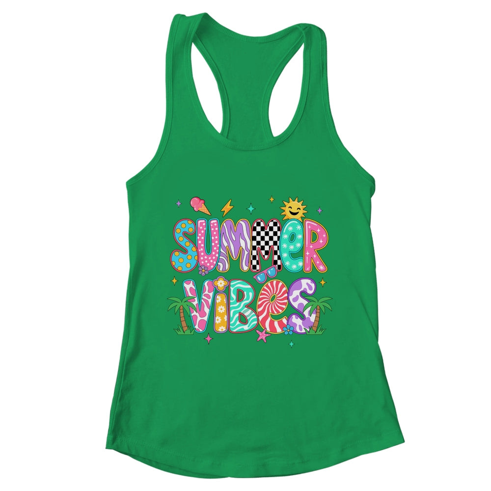 Summer Vibes Retro Hello Summer Vacation Women Girls Boys Shirt & Tank Top | teecentury
