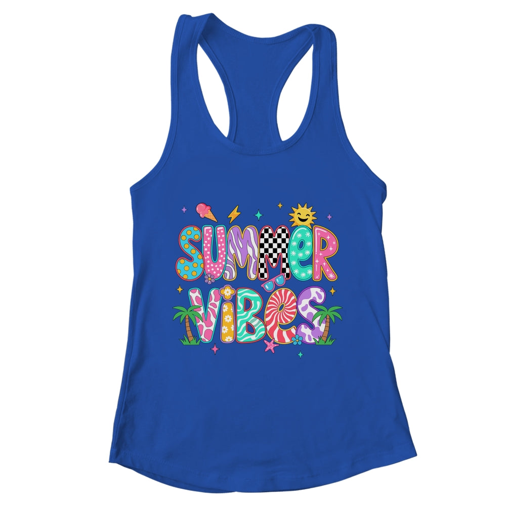Summer Vibes Retro Hello Summer Vacation Women Girls Boys Shirt & Tank Top | teecentury