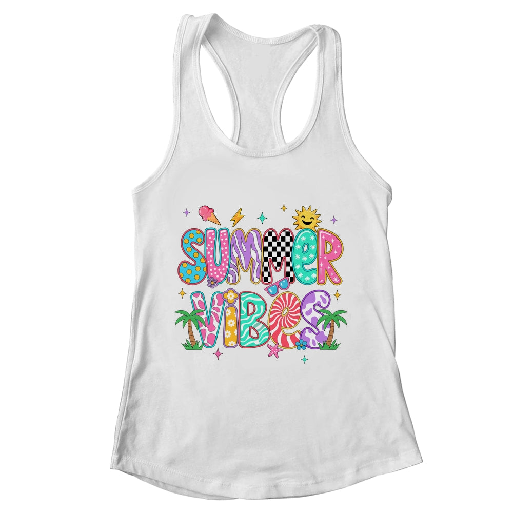 Summer Vibes Retro Hello Summer Vacation Women Girls Boys Shirt & Tank Top | teecentury