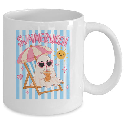 Summerween Ghost Coffee Striped Halloween Summer Spooky Boo Mug | teecentury