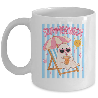Summerween Ghost Coffee Striped Halloween Summer Spooky Boo Mug | teecentury