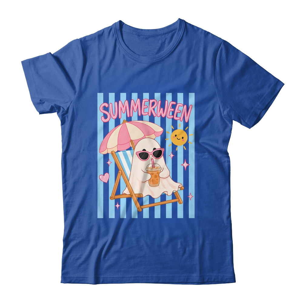 Summerween Ghost Coffee Striped Halloween Summer Spooky Boo Shirt & Tank Top | teecentury