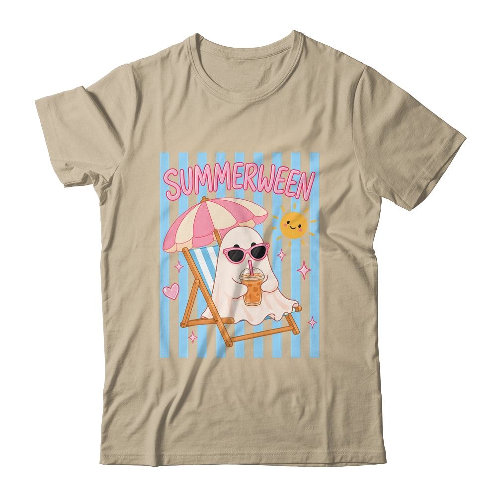 Summerween Ghost Coffee Striped Halloween Summer Spooky Boo Shirt & Tank Top | teecentury