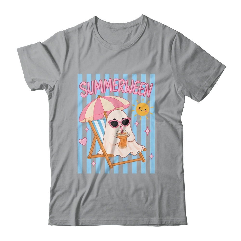 Summerween Ghost Coffee Striped Halloween Summer Spooky Boo Shirt & Tank Top | teecentury