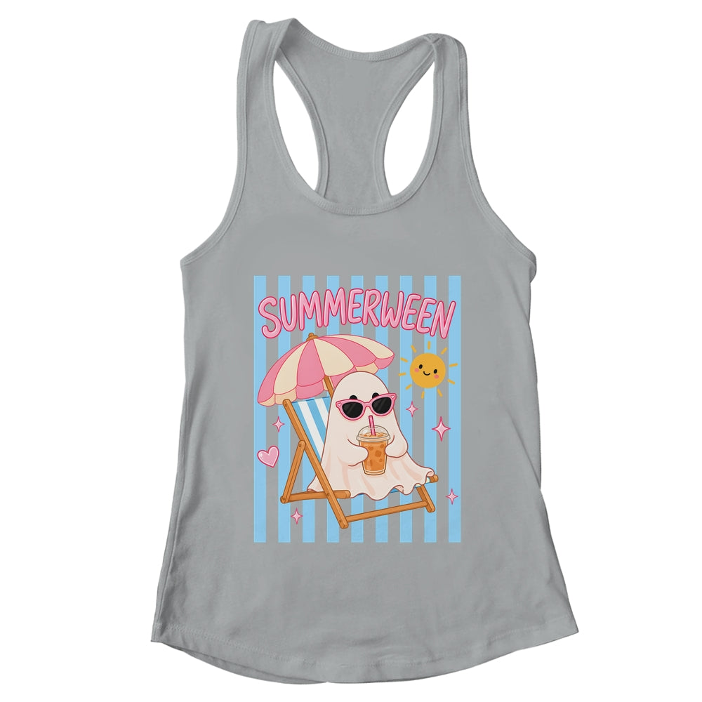 Summerween Ghost Coffee Striped Halloween Summer Spooky Boo Shirt & Tank Top | teecentury