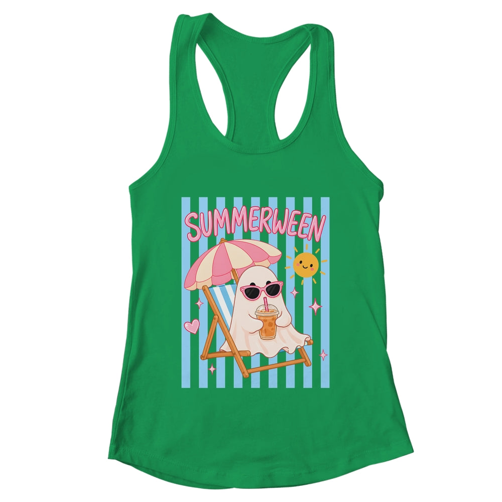 Summerween Ghost Coffee Striped Halloween Summer Spooky Boo Shirt & Tank Top | teecentury