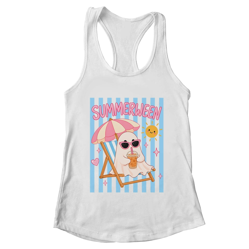 Summerween Ghost Coffee Striped Halloween Summer Spooky Boo Shirt & Tank Top | teecentury