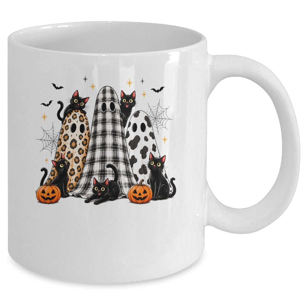 Summerween Ghost Leopard Cat Retro Halloween Spooky Season Mug | teecentury