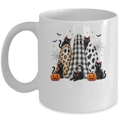 Summerween Ghost Leopard Cat Retro Halloween Spooky Season Mug | teecentury