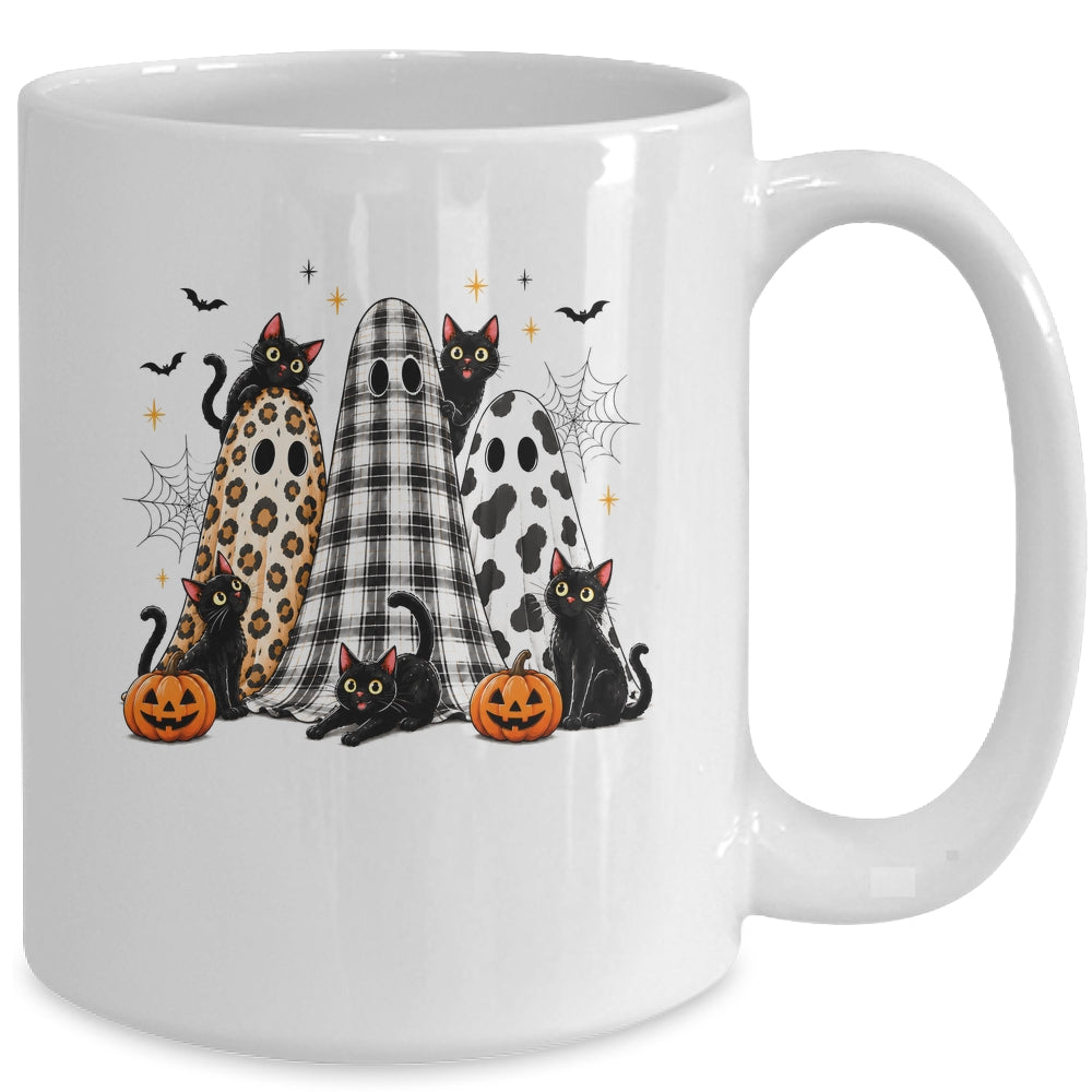Summerween Ghost Leopard Cat Retro Halloween Spooky Season Mug | teecentury