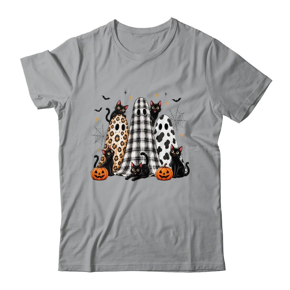 Summerween Ghost Leopard Cat Retro Halloween Spooky Season Shirt & Sweatshirt | teecentury