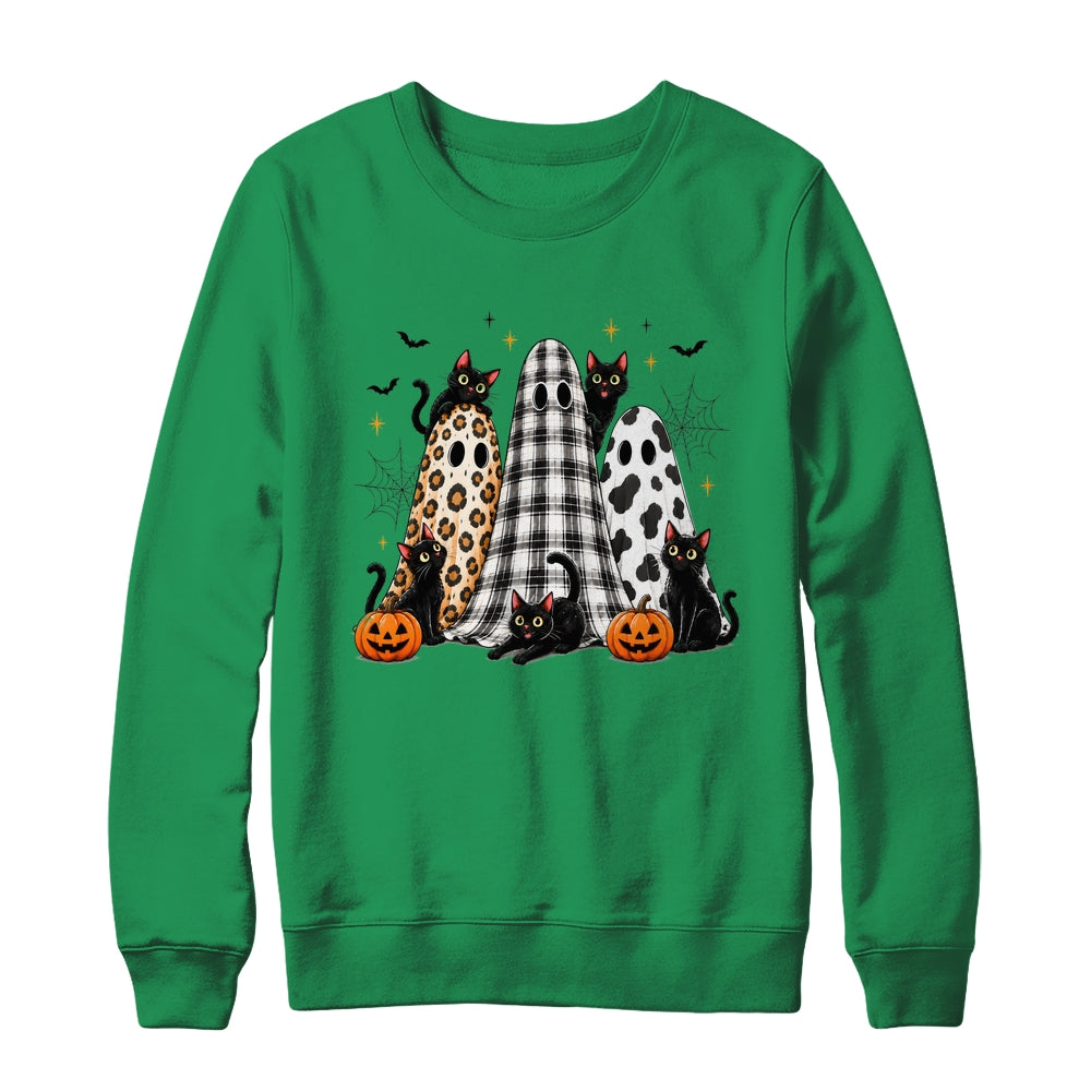 Summerween Ghost Leopard Cat Retro Halloween Spooky Season Shirt & Sweatshirt | teecentury