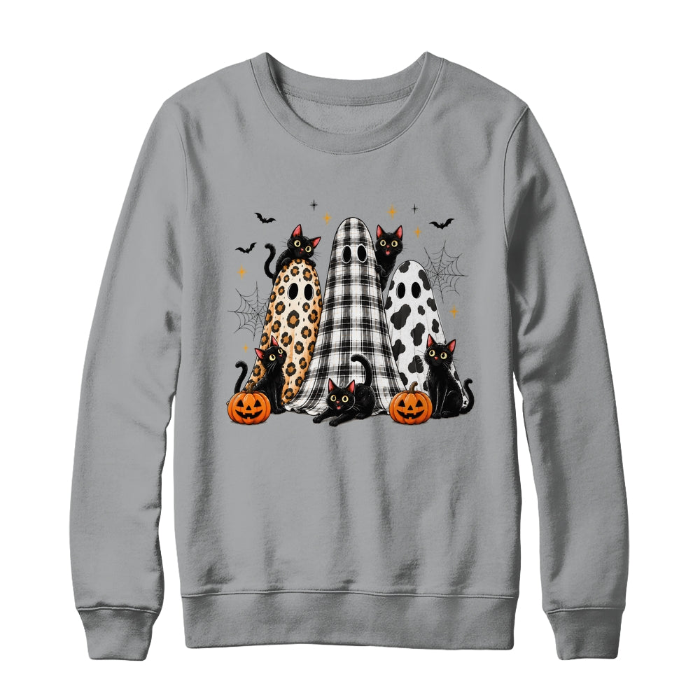 Summerween Ghost Leopard Cat Retro Halloween Spooky Season Shirt & Sweatshirt | teecentury